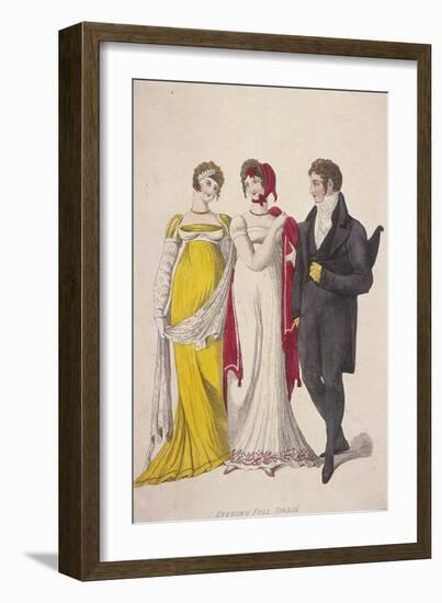 Two Women and a Man Wearing Full Evening Dress, C1810-W Read-Framed Giclee Print