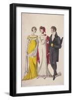 Two Women and a Man Wearing Full Evening Dress, C1810-W Read-Framed Giclee Print