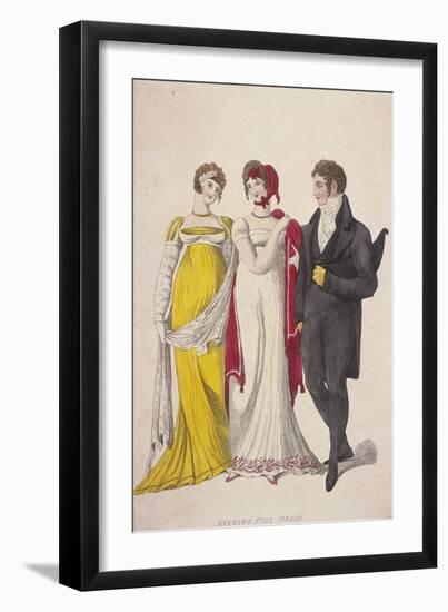 Two Women and a Man Wearing Full Evening Dress, C1810-W Read-Framed Giclee Print