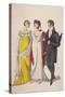 Two Women and a Man Wearing Full Evening Dress, C1810-W Read-Stretched Canvas