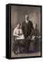 Two Women and a Man with a Flat-Coated Retriever-null-Framed Stretched Canvas