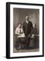 Two Women and a Man with a Flat-Coated Retriever-null-Framed Photographic Print