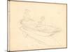 Two Women Boating on the Epte (Pencil on Paper)-Claude Monet-Mounted Giclee Print