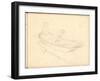 Two Women Boating on the Epte (Pencil on Paper)-Claude Monet-Framed Giclee Print