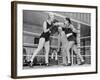 Two Women Box in a Ring, with a Referee Present-null-Framed Photographic Print