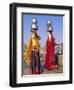 Two Women by a Well Carrying Water Pots, Barmer, Rajasthan, India-Bruno Morandi-Framed Photographic Print