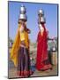 Two Women by a Well Carrying Water Pots, Barmer, Rajasthan, India-Bruno Morandi-Mounted Photographic Print