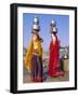 Two Women by a Well Carrying Water Pots, Barmer, Rajasthan, India-Bruno Morandi-Framed Photographic Print