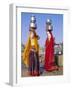 Two Women by a Well Carrying Water Pots, Barmer, Rajasthan, India-Bruno Morandi-Framed Photographic Print