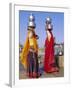 Two Women by a Well Carrying Water Pots, Barmer, Rajasthan, India-Bruno Morandi-Framed Photographic Print