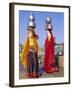 Two Women by a Well Carrying Water Pots, Barmer, Rajasthan, India-Bruno Morandi-Framed Photographic Print