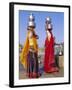 Two Women by a Well Carrying Water Pots, Barmer, Rajasthan, India-Bruno Morandi-Framed Photographic Print