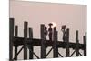 Two Women Carrying Bags on their Heads and Small Girl Crossing U Bein Teak Bridge-Stephen Studd-Mounted Photographic Print