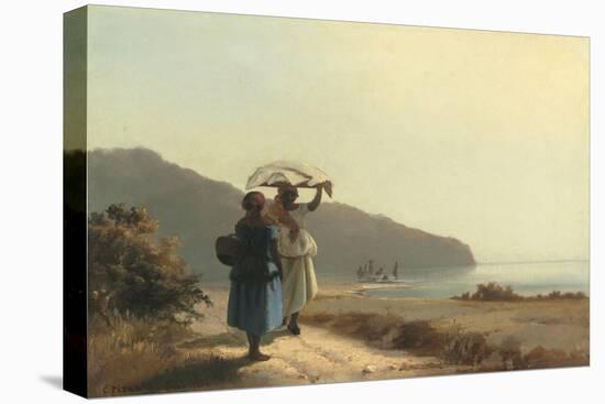 Two Women Chatting by the Sea, St. Thomas, 1856-Camille Pissarro-Stretched Canvas