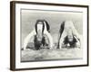 Two Women Doing Backbends on the Beach-null-Framed Photo