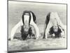 Two Women Doing Backbends on the Beach-null-Mounted Photo