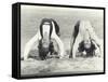 Two Women Doing Backbends on the Beach-null-Framed Stretched Canvas