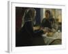 Two women drinking coffee-Johannes Flintoe-Framed Giclee Print