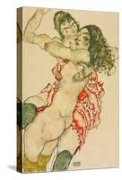 Two Women Embracing-Egon Schiele-Stretched Canvas