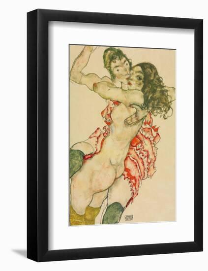 Two Women Embracing-Egon Schiele-Framed Art Print