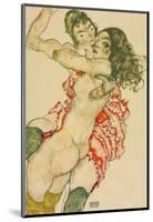 Two Women Embracing-Egon Schiele-Mounted Art Print