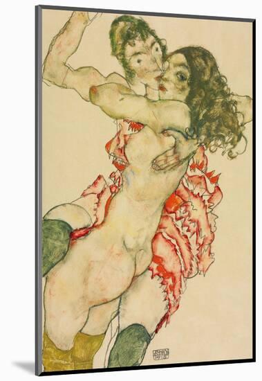 Two Women Embracing-Egon Schiele-Mounted Art Print