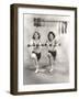 Two Women Exercising with Dumbbells at Gym-null-Framed Photo