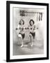 Two Women Exercising with Dumbbells at Gym-null-Framed Photo