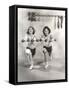 Two Women Exercising with Dumbbells at Gym-null-Framed Stretched Canvas