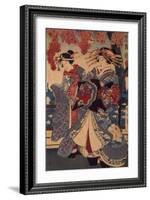 Two Women in a Flower Garden, by Utagawa Kunisada-Utagawa Kunisada-Framed Giclee Print