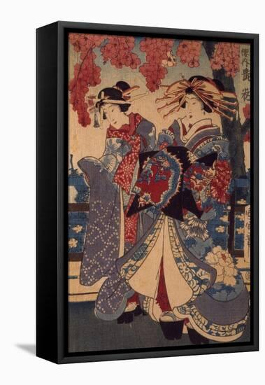 Two Women in a Flower Garden, by Utagawa Kunisada-Utagawa Kunisada-Framed Stretched Canvas