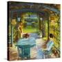 Two Women in an Arbor, (Oil on Canvas)-Lydia Field Emmett-Stretched Canvas