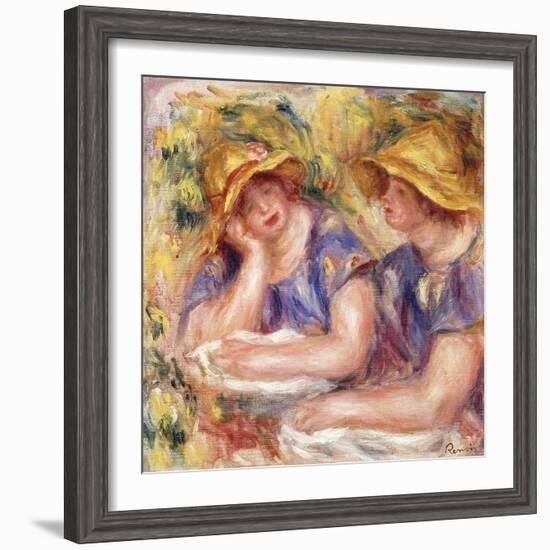 Two Women in Blue Dresses (The Two Sisters); Deux Femmes En Corsage Bleu (Les Deux Soeurs), 1919-Pierre-Auguste Renoir-Framed Giclee Print