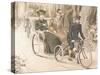 Two Women in Cycle-Drawn Carriage-null-Stretched Canvas