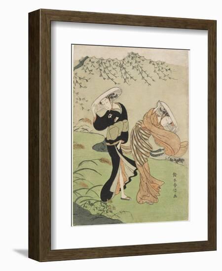 Two Women in High Wind, C. 1767-Suzuki Harunobu-Framed Giclee Print