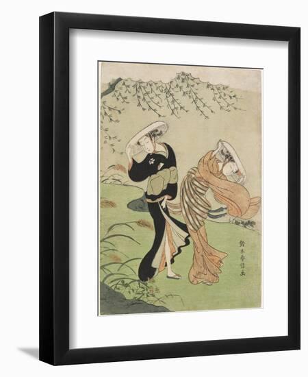 Two Women in High Wind, C. 1767-Suzuki Harunobu-Framed Giclee Print