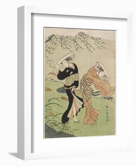 Two Women in High Wind, C. 1767-Suzuki Harunobu-Framed Giclee Print