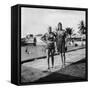 Two Women in Swimsuits Beside a Swimming Pool, Balboa, Panama, 1931-null-Framed Stretched Canvas