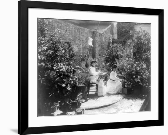 Two Women in their Garden in Cuba Photograph - Cuba-Lantern Press-Framed Art Print