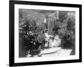 Two Women in their Garden in Cuba Photograph - Cuba-Lantern Press-Framed Art Print