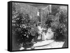 Two Women in their Garden in Cuba Photograph - Cuba-Lantern Press-Framed Stretched Canvas