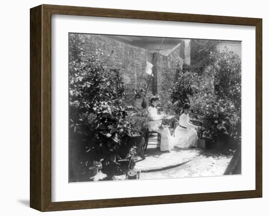 Two Women in their Garden in Cuba Photograph - Cuba-Lantern Press-Framed Art Print