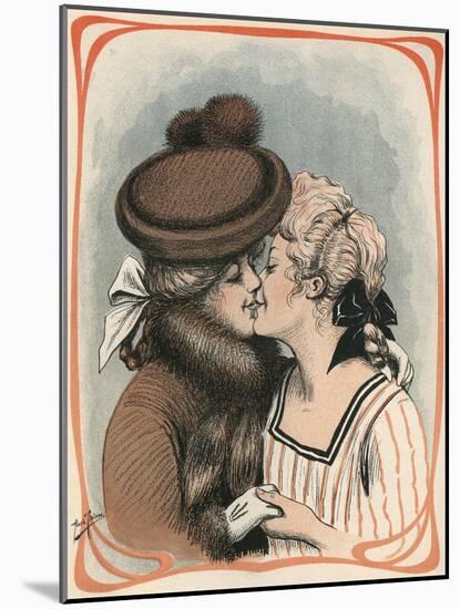 Two Women Kiss-Axel Thiess-Mounted Art Print