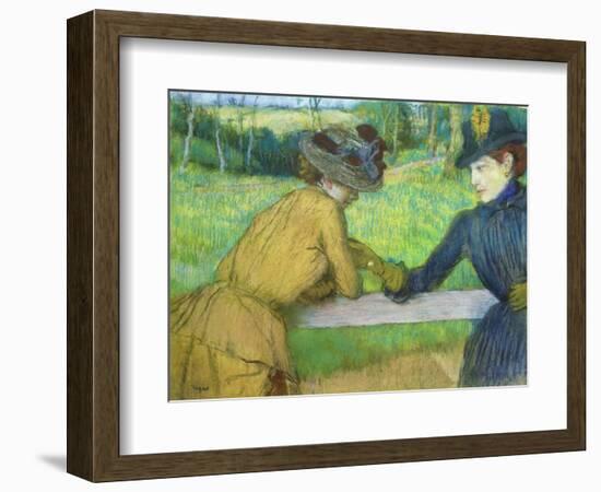 Two Women Leaning on a Gate-Edgar Degas-Framed Giclee Print