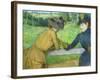 Two Women Leaning on a Gate-Edgar Degas-Framed Giclee Print