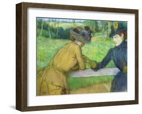 Two Women Leaning on a Gate-Edgar Degas-Framed Giclee Print