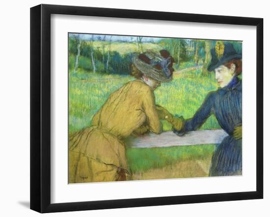 Two Women Leaning on a Gate-Edgar Degas-Framed Giclee Print