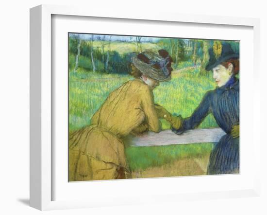 Two Women Leaning on a Gate-Edgar Degas-Framed Giclee Print