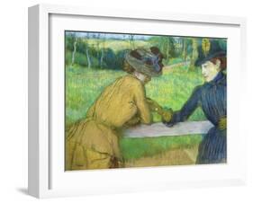 Two Women Leaning on a Gate-Edgar Degas-Framed Giclee Print