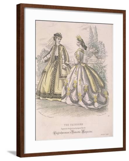 Two Women Model the Latest Fashions, 1863--Framed Giclee Print